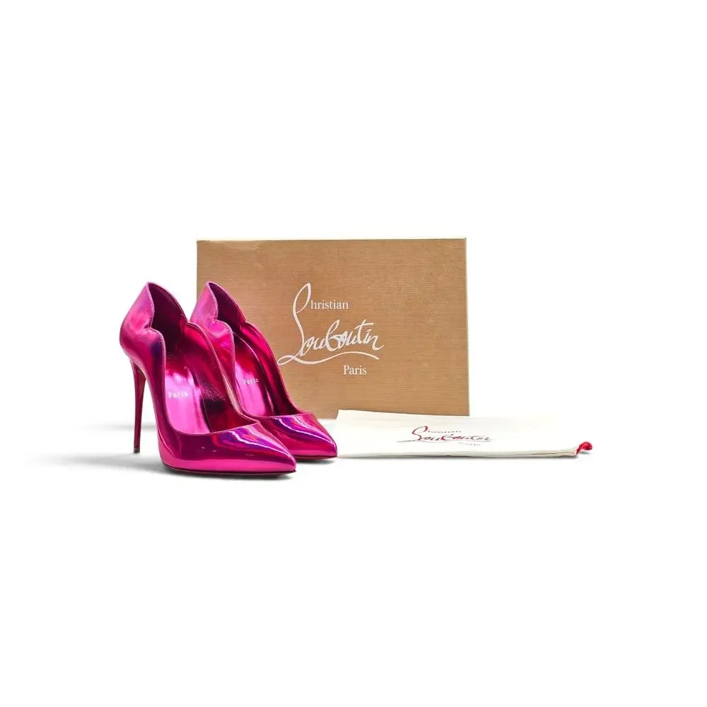 Christian Louboutin Hot Chick 100 Psychic Pink Patent Pumps EU 38 US 8 - NWB